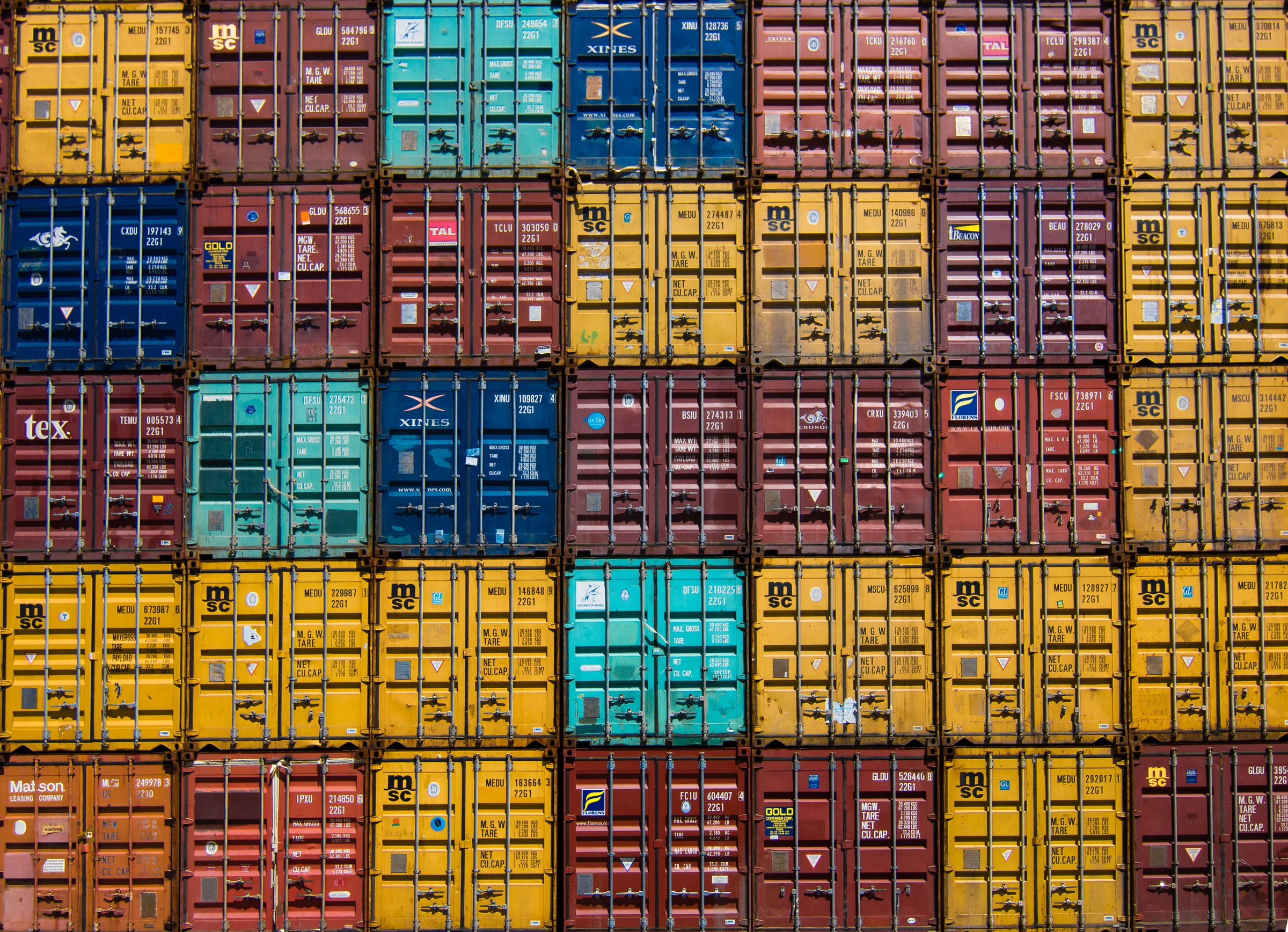 stack of large shopping containers